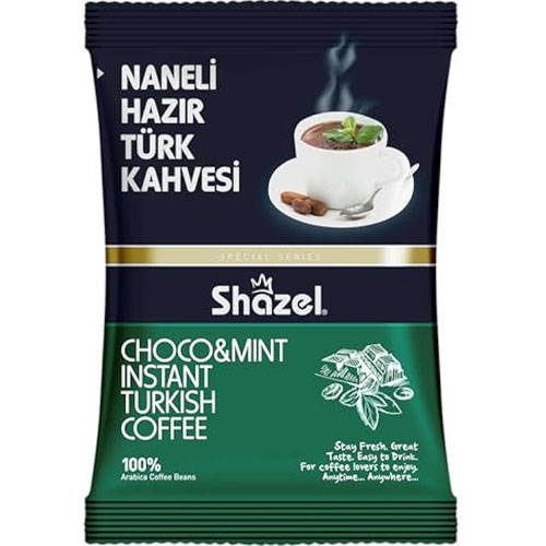 SHAZEL 100 гр растворимый Турецкий кофе с мятой (NANELİ HAZIR TÜRK KAHVESİ 1/16*4)