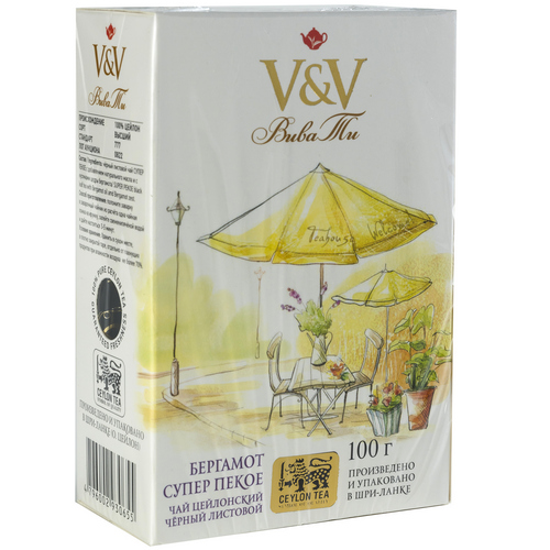 V&V VIVA TEA черный чай 100 гр БЕРГАМОТ СУПЕР ПЕКОЕ