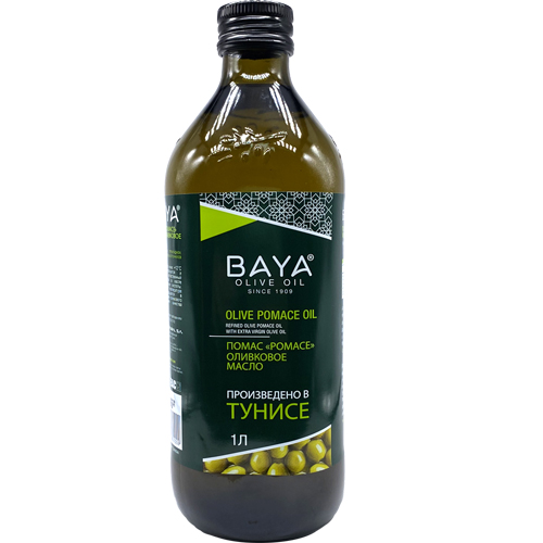 BAYA POMACE Оливковое масло для жарки 1 л, стекло, ТУНИС (KIZARTMALIK ZEYTIN YAGI TUNUS 1/6)