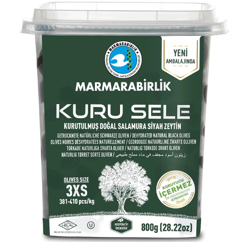 MARMARABIRLIK Серия KURU SELE калибровка 3XS 800 гр вяленые маслины