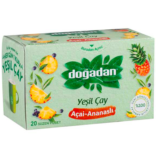 DOGADAN Зелёный чай с ягодами асаи и ананасом 20 пакетиков