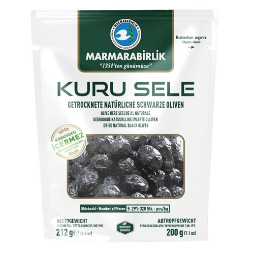 MARMARABIRLIK Серия KURU SELE калибровка S 200 гр вяленые маслины