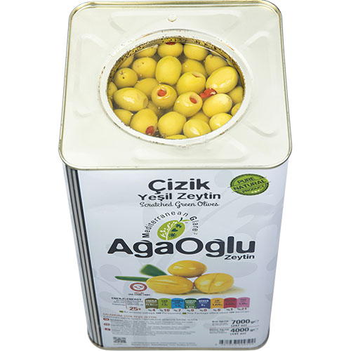 AGAOGLU Оливки фаршированные с перцем 4 кг, калибровка 4XL (141-160 шт/кг), жестяная банка
