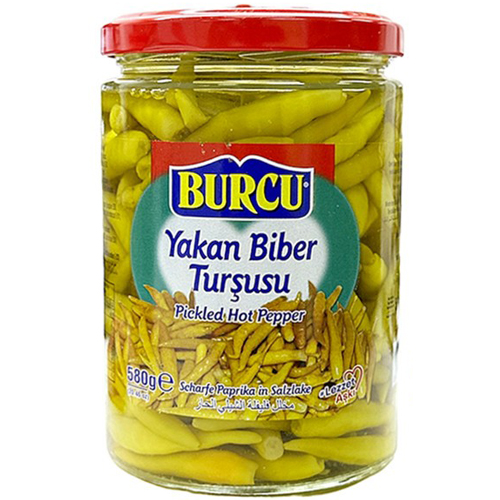 BURCU Маринованные острые перцы "Якан бибер" 520 гр (YAKAN BIBER TURSUSU 1/12)