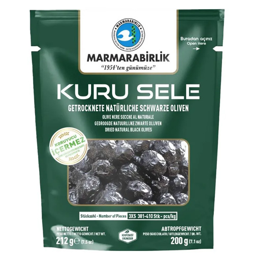 MARMARABIRLIK Серия KURU SELE калибровка 3XS 200 гр вяленые маслины