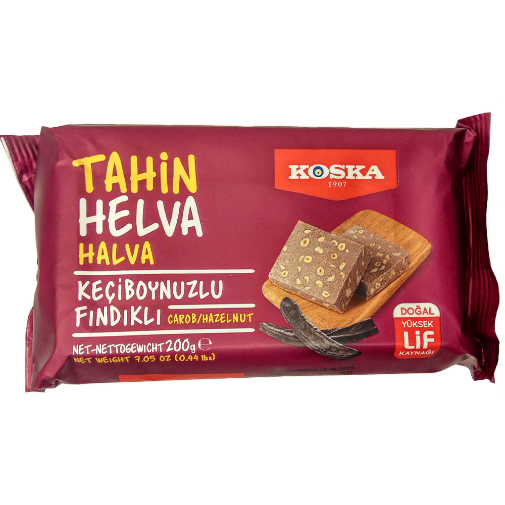 Кунжутная халва 200 гр с фундуком и плодами рожкового дерева KOSKA