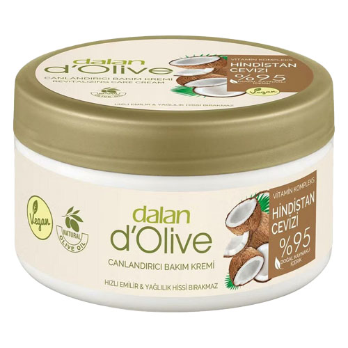 DALAN D’OLIVE Крем "Кокосовое и Оливковое масло" 250мл в банке, для рук, лица и тела, Увлажняющий и Питательный