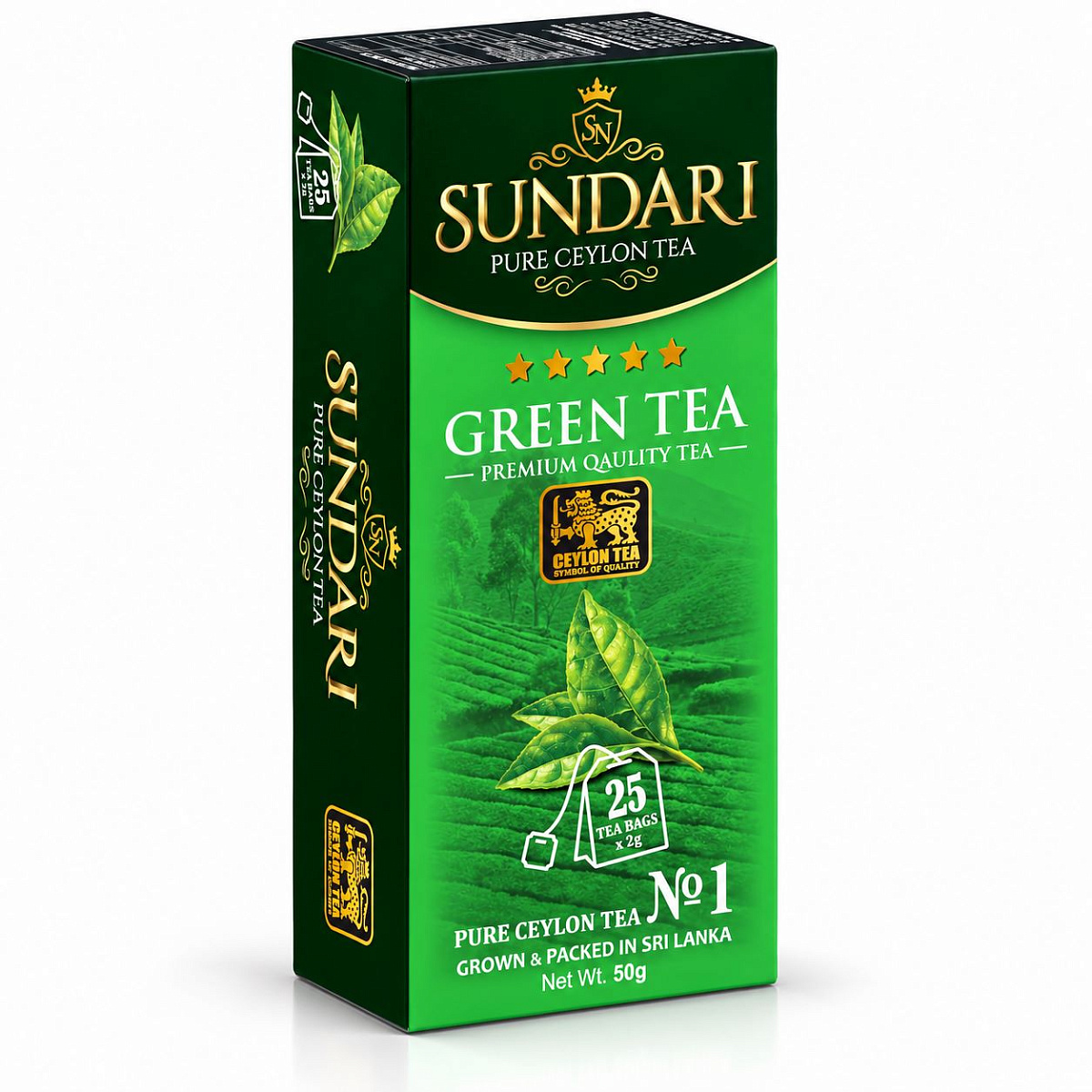 SUNDARI 25 пакетиков. Зелёный чай без добавок