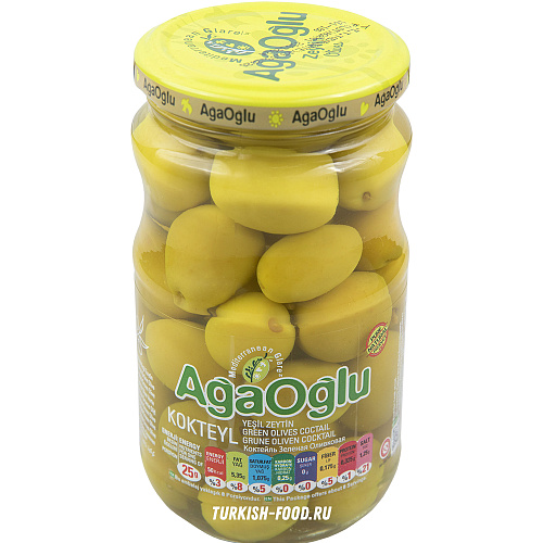 AGAOGLU Оливки коктейльные 370 гр калибровка 3XL (161-180 шт/кг), стекло