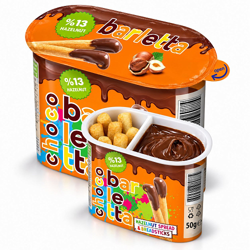 KSF CHOCO BARLETTA 50 г Ореховая паста с какао и хлебными палочками