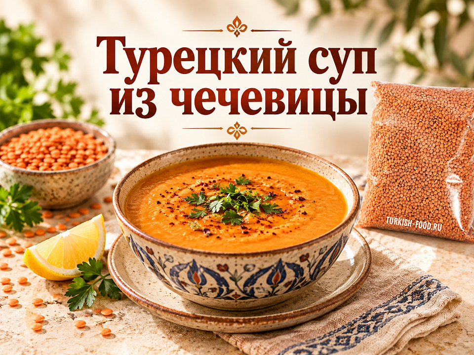 Турецкий суп из красной чечевицы с лимоном и сухой чечевицей