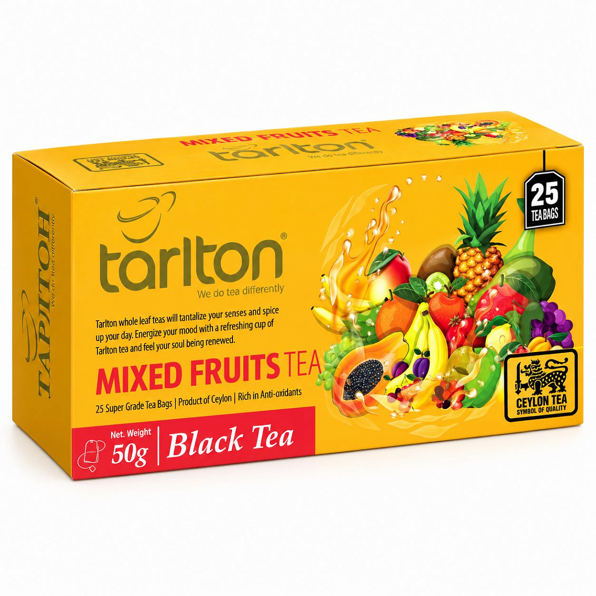 TARLTON 25 пакетиков. Чёрный чай со вкусом фруктов