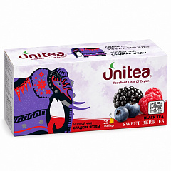 UNITEA 25 пакетиков. Чёрный чай со вкусом сладких ягод