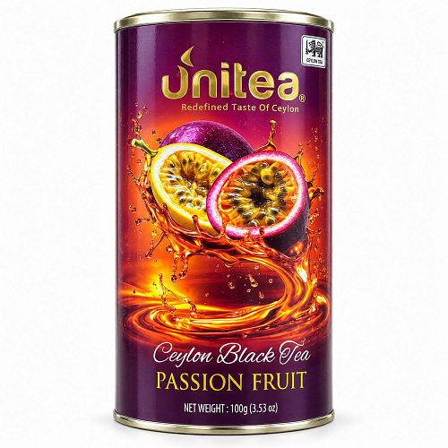 UNITEA Чёрный чай 100 г Маракуйя тубус