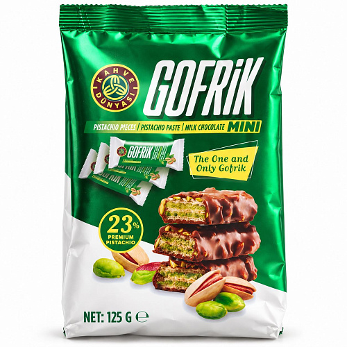 GOFRIK Мини вафли с фисташковой пастой в молочном шоколаде 125 г