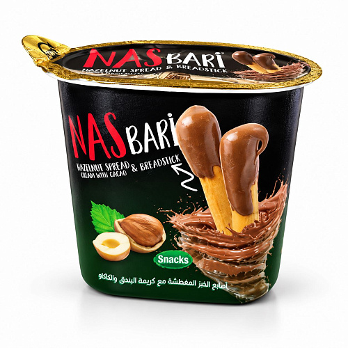 KSF NAS BARI 50 г Ореховая паста с какао и хлебными палочками