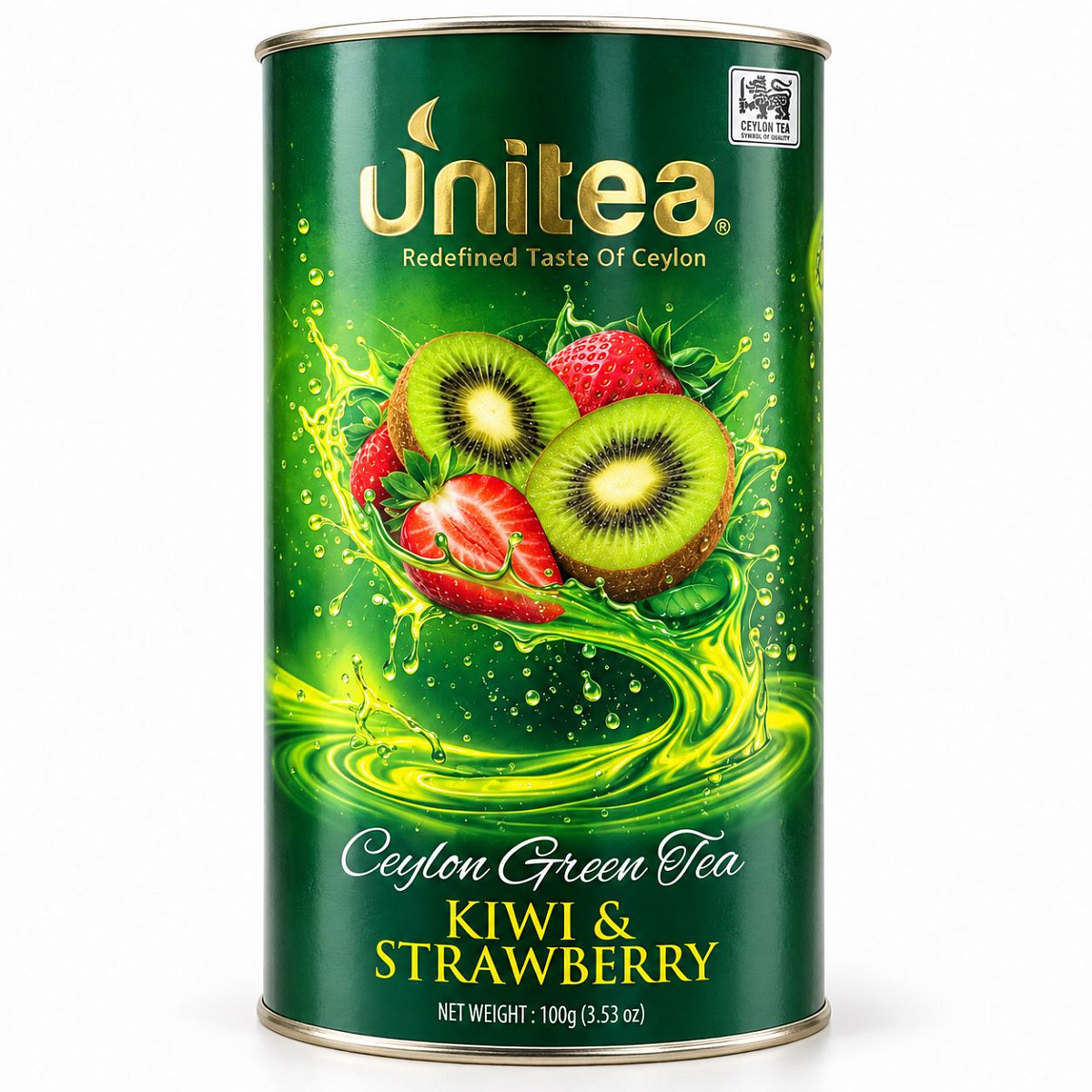 UNITEA Зелёный чай 100 г Киви и Клубника тубус
