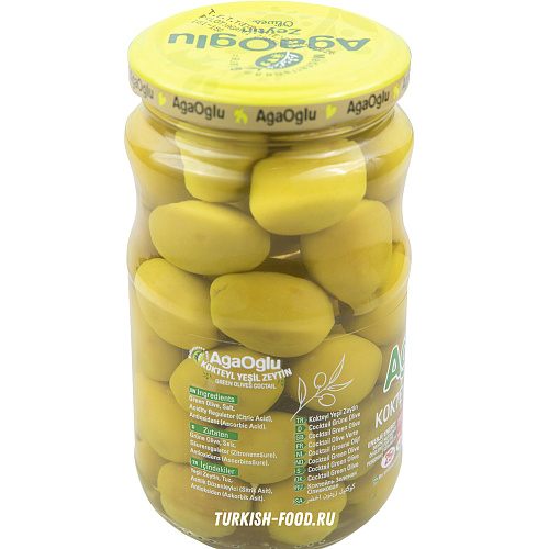 AGAOGLU Оливки коктейльные 370 гр калибровка 3XL (161-180 шт/кг), стекло