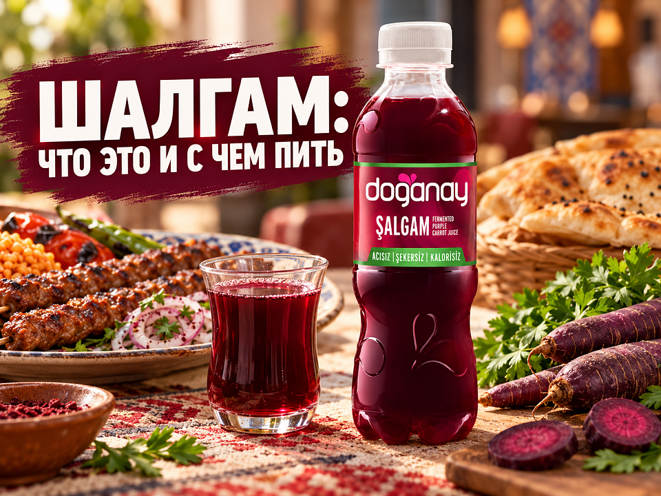 Шалгам Doğanay с кебабом — анонс статьи о турецком напитке