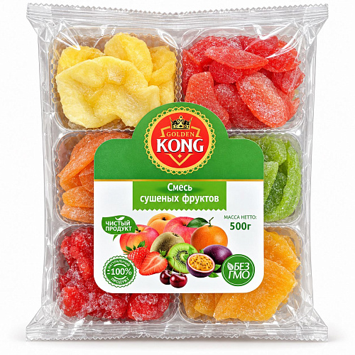 KONG Микс 500 г 6в1: Персик, киви, вишня, клубника, маракуйя, ананас