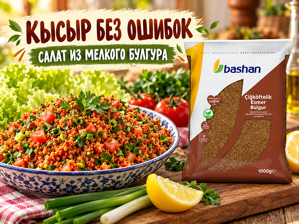 Кысыр: рецепт турецкого салата из булгура без ошибок Кысыр из мелкого булгура BASHAN — турецкий салат без ошибок