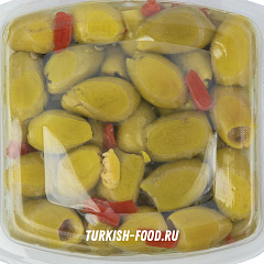 AGAOGLU Оливки фаршированные с перцем 170 гр, калибровка 3XL (161-180 шт/кг), вакуумная упаковка