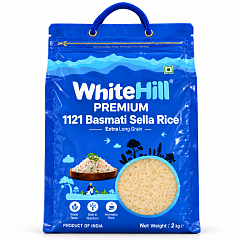 WHITE HILL Рис селла басмати Премиум, экстрадлинный 2 кг Индийский