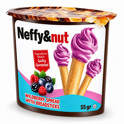 NEFFY NUT Хлебные палочки с ореховой пастой с ароматом ягод 55 г