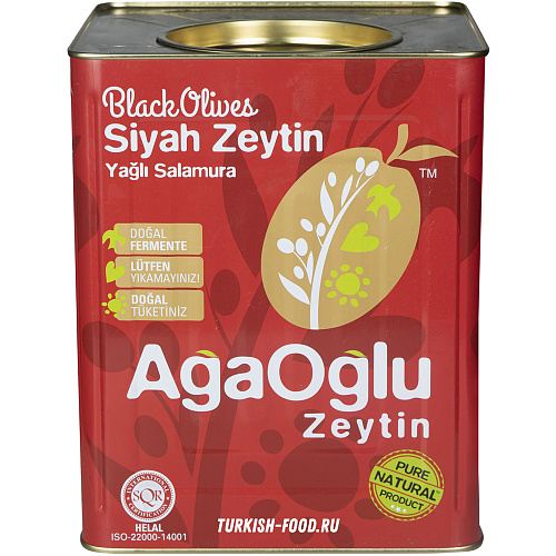 AGAOGLU Вяленые маслины 10 кг, калибровка XL/L (231-260 шт/кг), жестяная банка