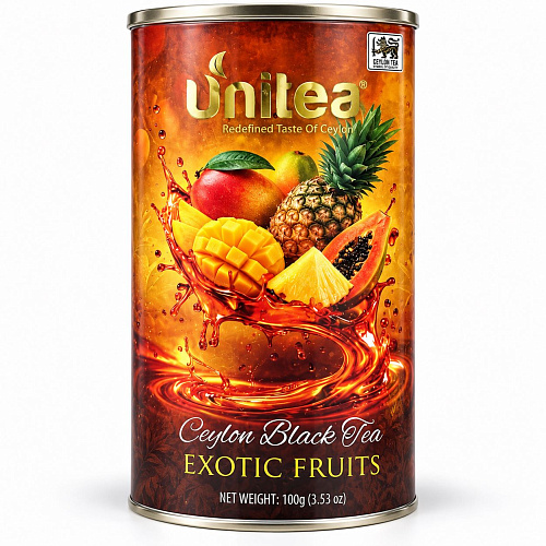 UNITEA Чёрный чай 100 г Экзотические фрукты тубус