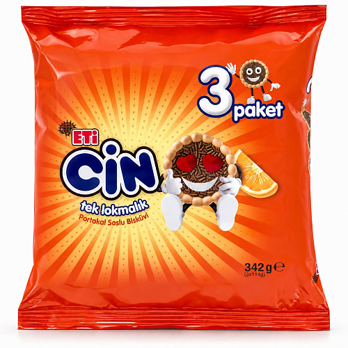ETI CIN печенье с апельсиновым мармеладом 342 г *3 уп по 114 г*