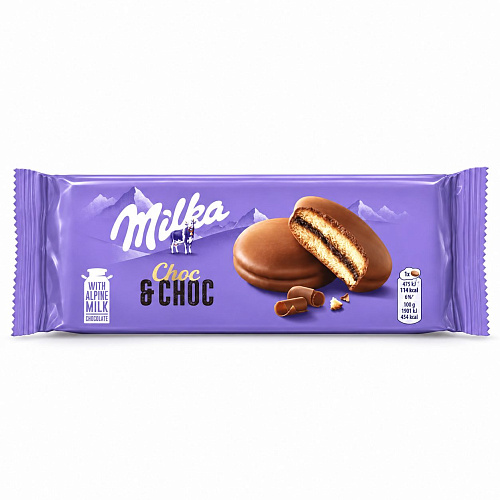 MILKA Испания Бисквит с шоколадной начинкой Choc &amp;amp; Choc 150 г