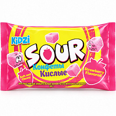 KIDZI Кислые конфеты со вкусом клубники 20 г